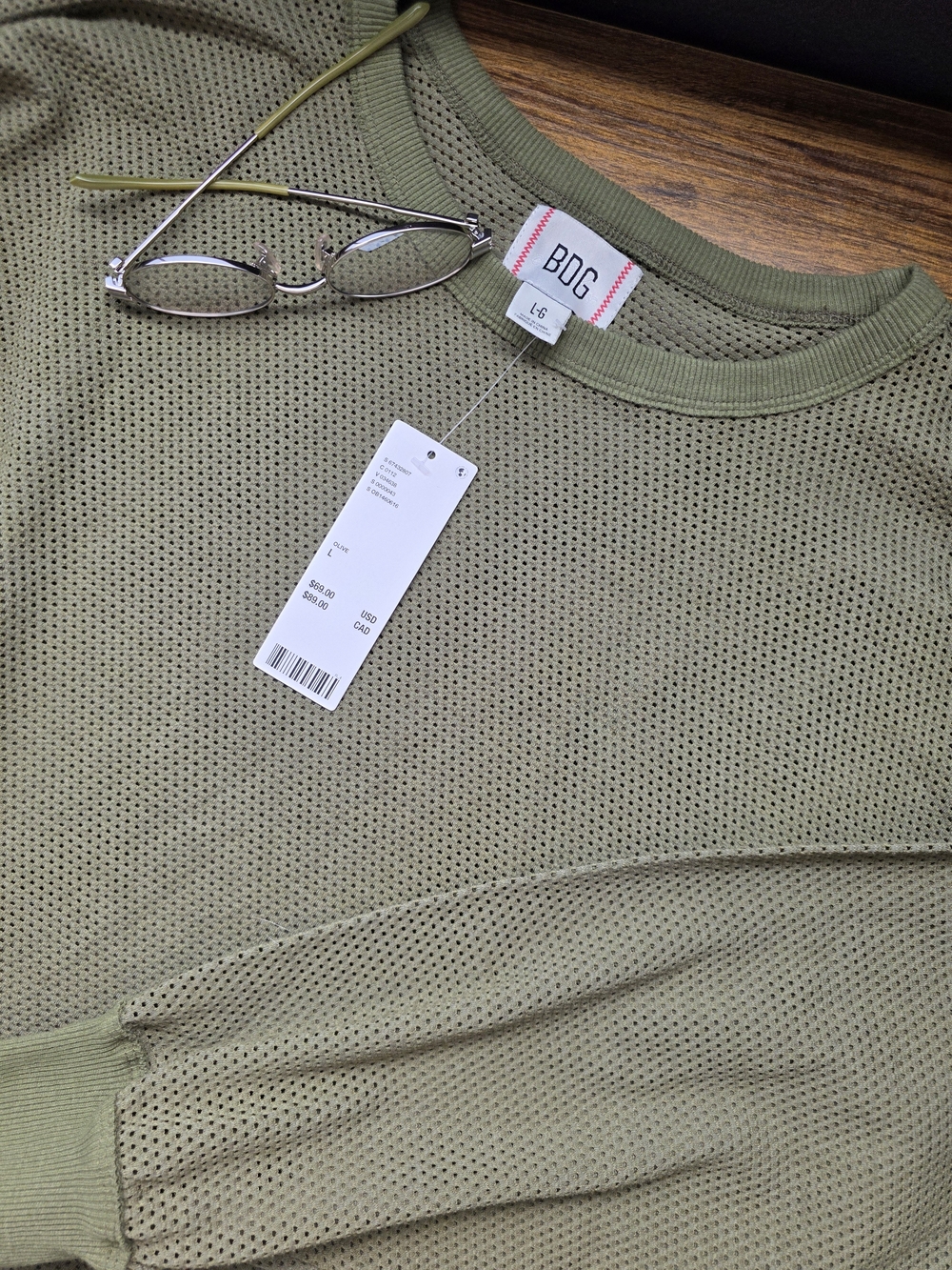 BDG Runners Green Mesh Long Sleeve Tee Fitness